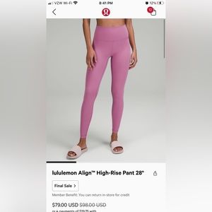 Lululemon align leggings In velvet dust